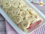 Crepe yule log with raspberry and white chocolate, photo 3