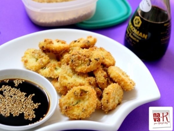 Crispy Fried Japanese Tofu With Soya Sesame Dip