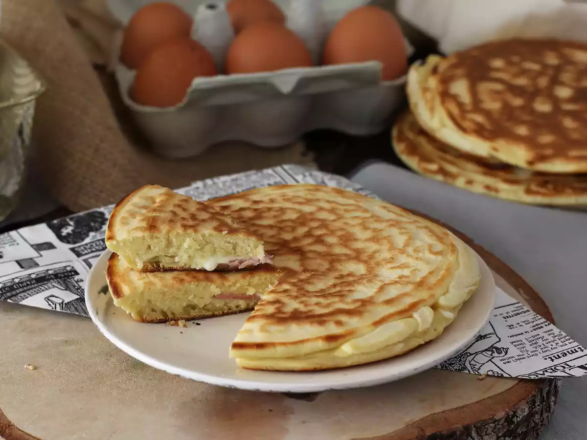 Croque pancakes with ham and cheese - video recipe! - photo 4