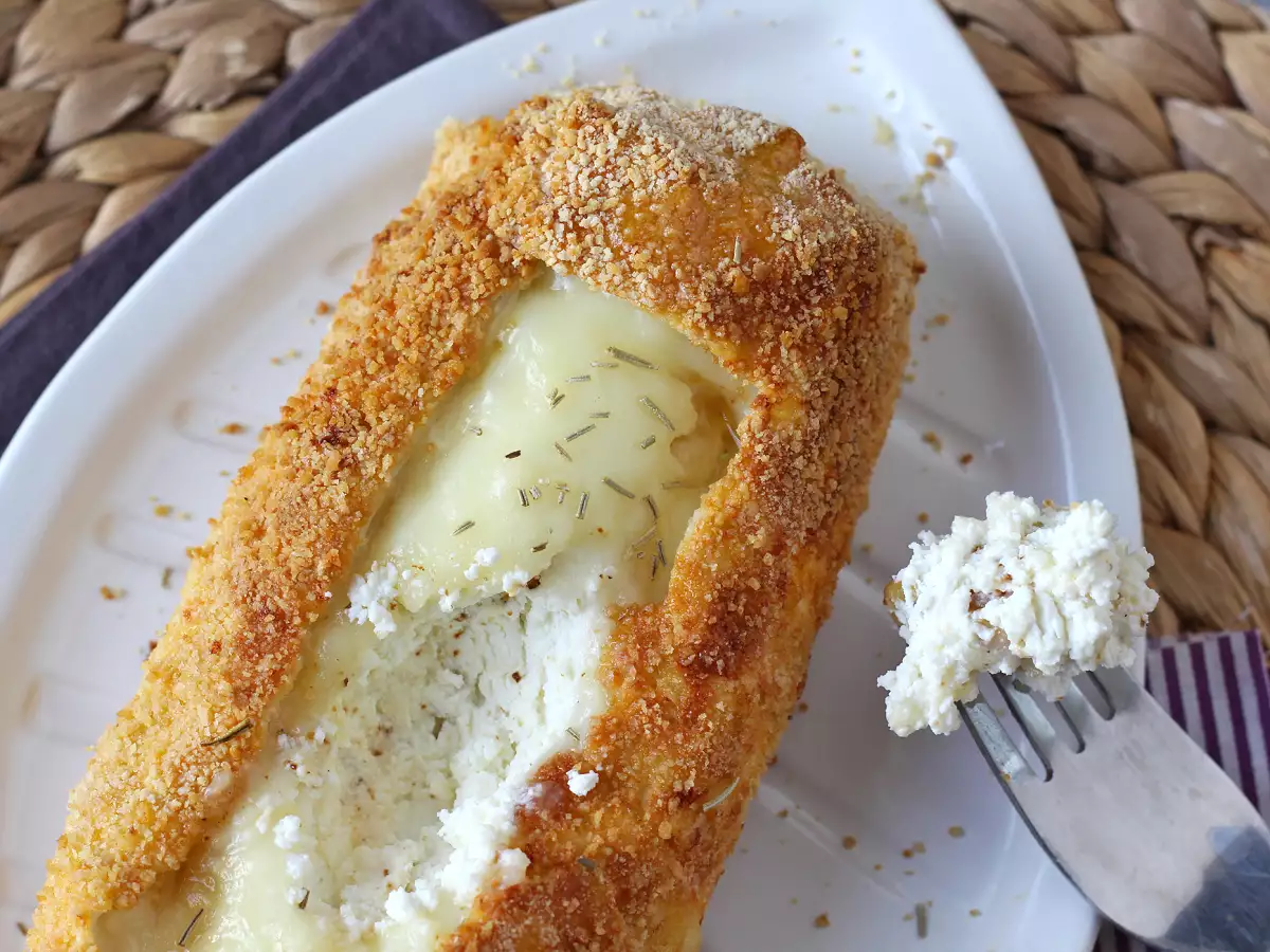 Crunchy, melt-in-your-mouth goat's cheese log breaded with Air fryer: absolute comfort!