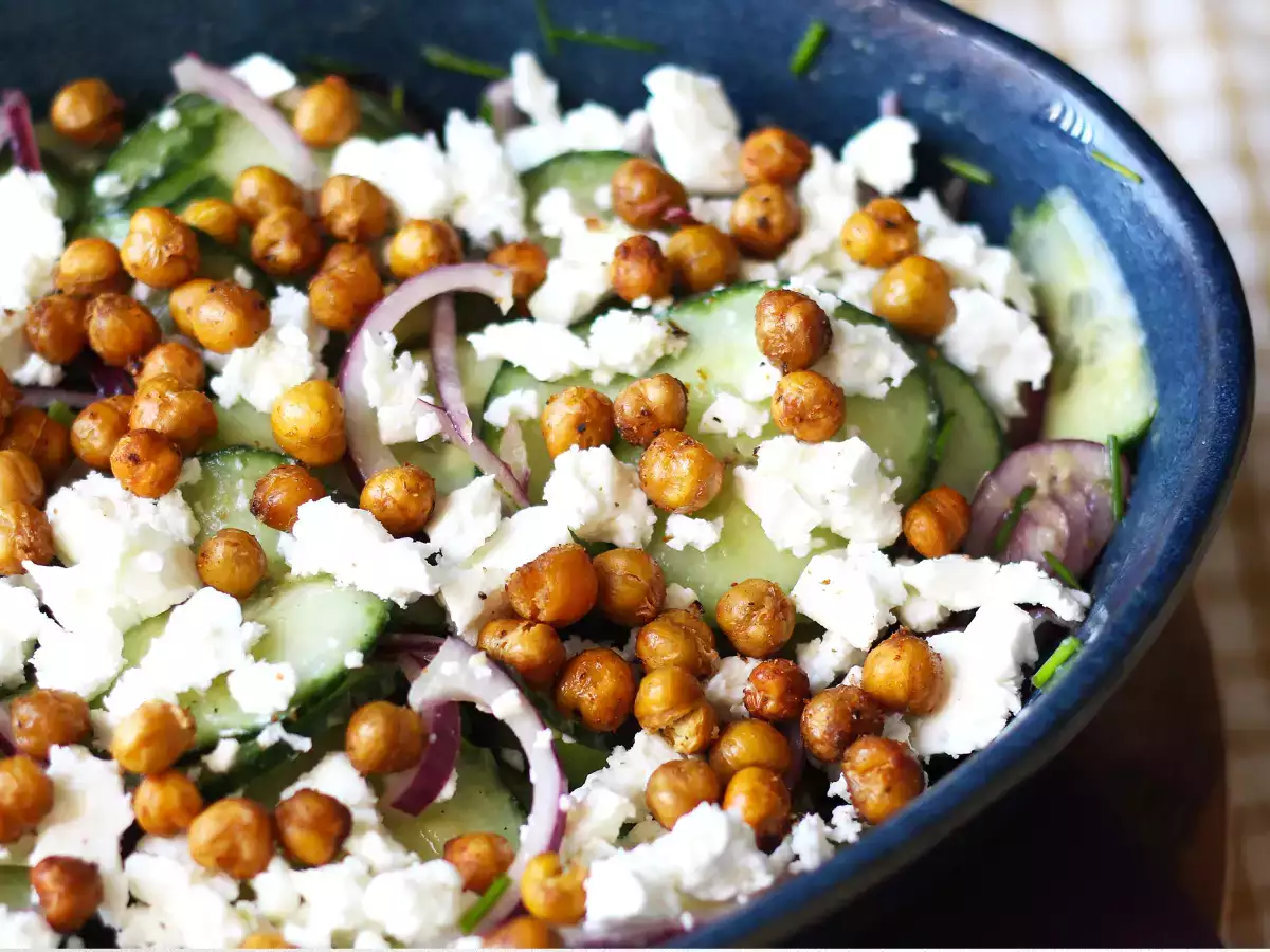 Cucumber, roasted chickpea, avocado and feta salad - photo 3
