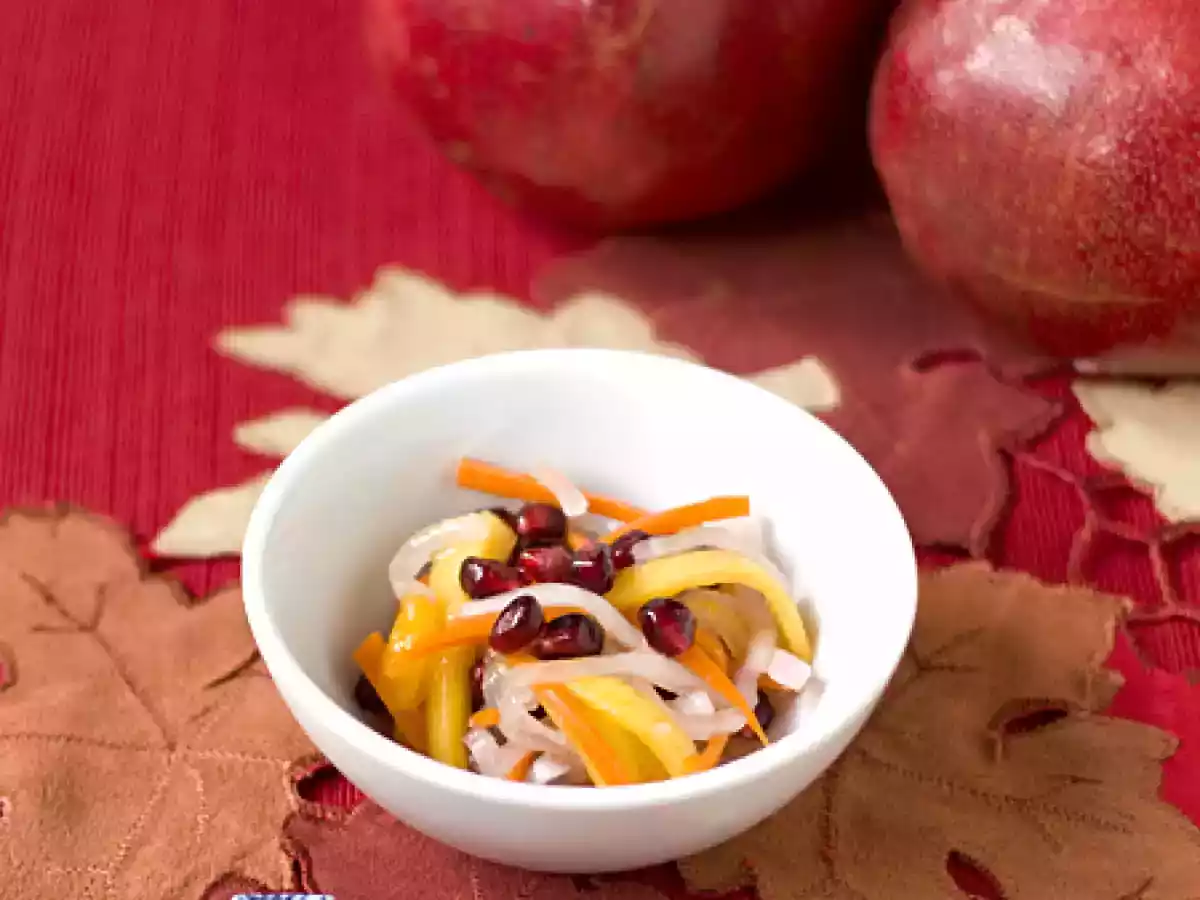Daikon, Carrot, Persimmon, and Pomegranate Sunomono - photo 2