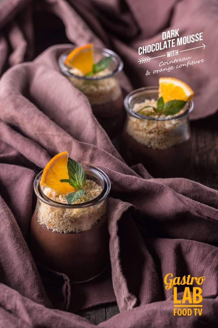 Dark chocolate mousse with cointreau and orange confiture Recipe