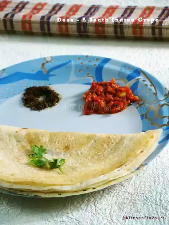 Dosa recipe - south indian crepe with tomato chutney