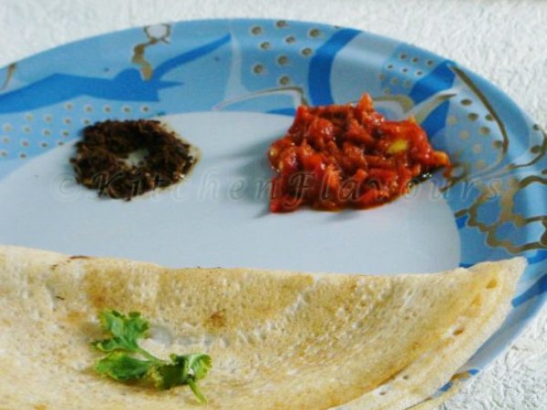 Dosa - A South Indian Crepe With Instant Tomato Chutney