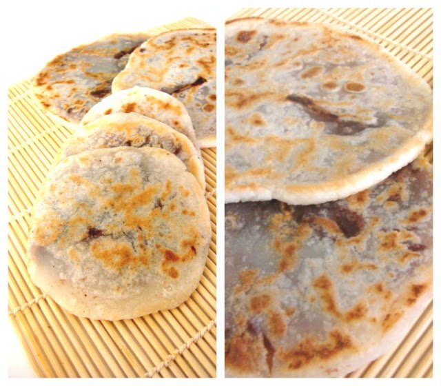 Dou sha shao bing (glutinous rice & red bean paste filling pancake