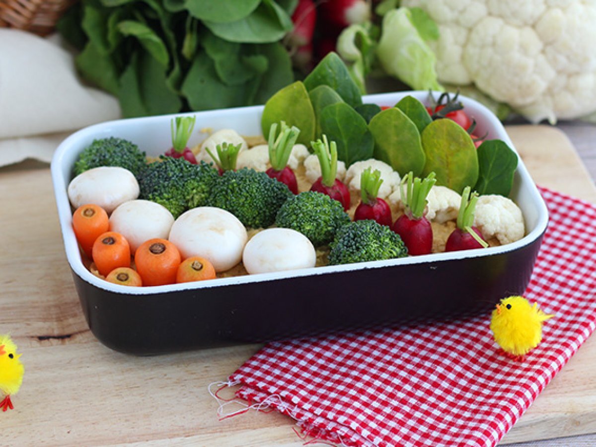 Easter vegetable garden (hummus and littles vegetables)