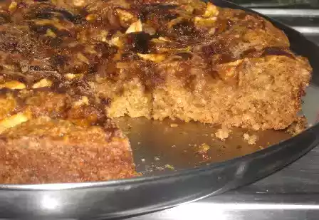 Eggless apple vanilla cake recipe with crumble topping
