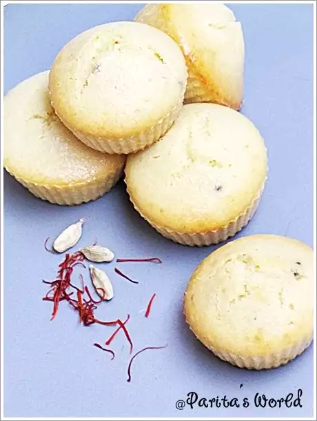 Eggless Mawa Cake - Saffron and cardamon flavored eggless milk cakes