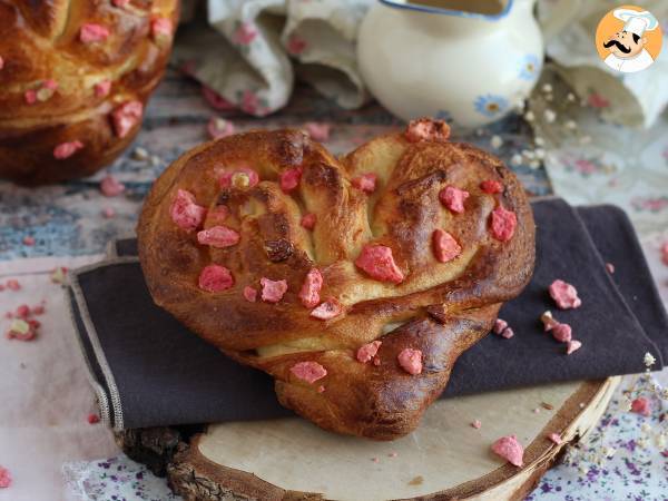 Extra soft heart-shaped brioches for valentine's day