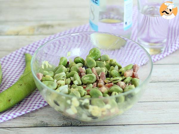 Fava bean salad with bacon