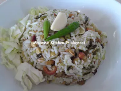 Fermented tea leaves salad mixed with rice (lephet htamin), photo 2