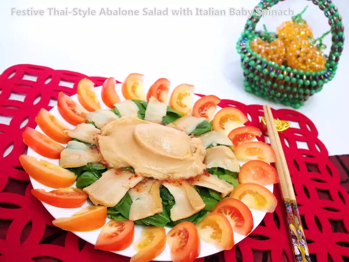 Festive Thai-Style Abalone Salad with Italian Baby Spinach