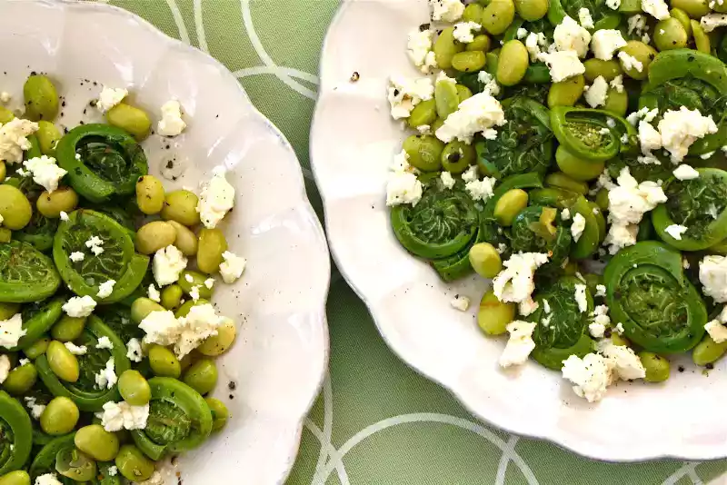 Fiddlehead fern and edamame salad recipe - healthy & tasty