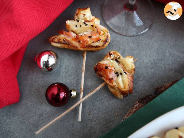 Flaky puff pastry christmas trees with two types of salmon - photo 3