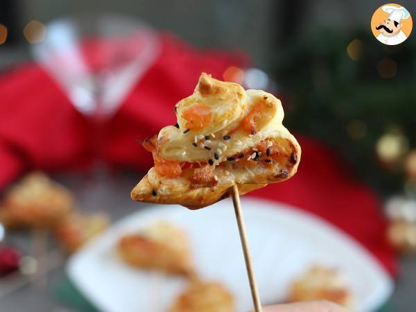 Flaky puff pastry christmas trees with two types of salmon - photo 4