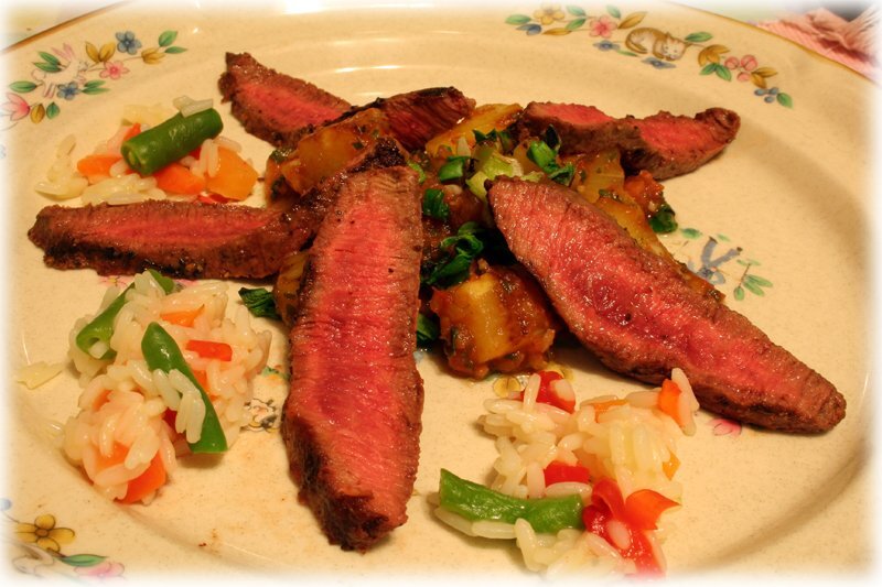 Flat iron steak with pineapple salsa Recipe Petitchef