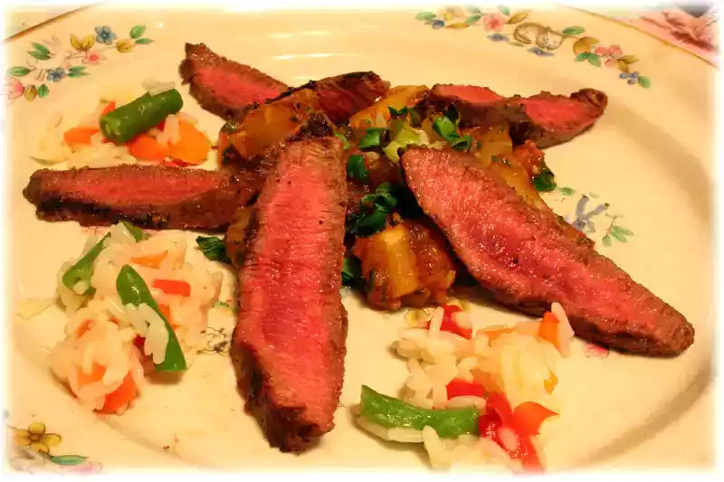 Flat Iron Steak with Pineapple Salsa