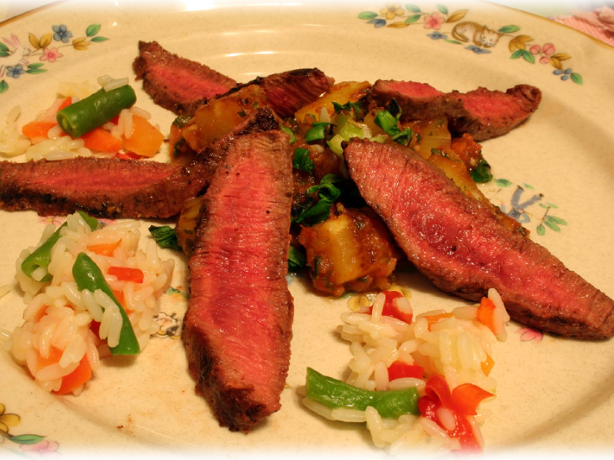 Flat Iron Steak with Pineapple Salsa