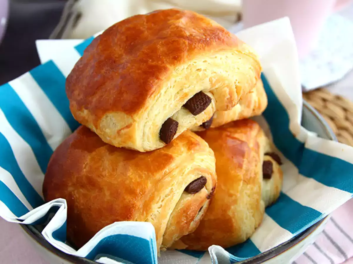 French pain au chocolat - chocolate croissant - photo 3
