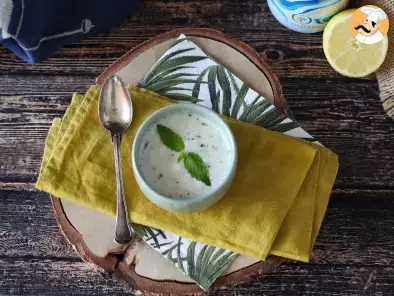 Fresh yogurt sauce with mint and lemon juice, perfect for summer meals!, photo 3