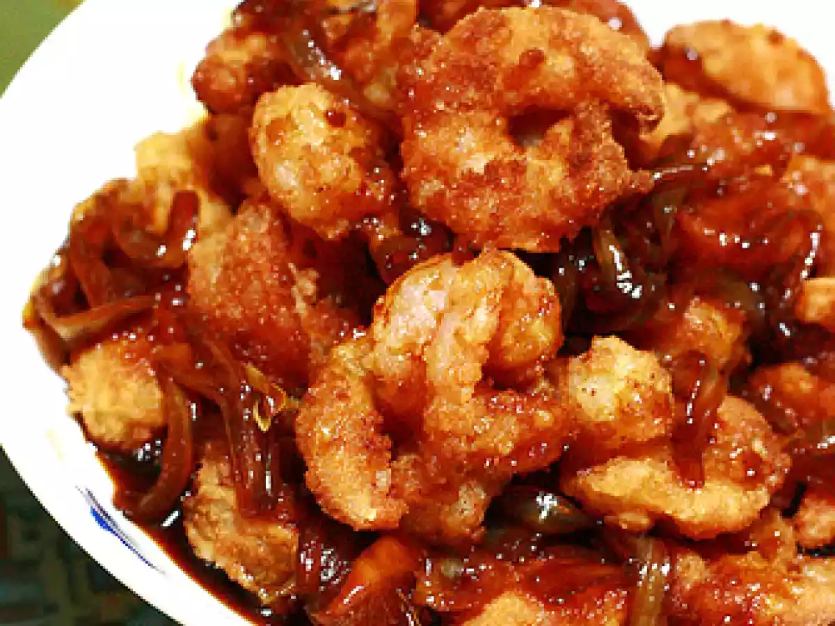 Fried Shrimps with Indonesian Sweet Soy Sauce - Udang Goreng Tepung Saus Kecap Manis
