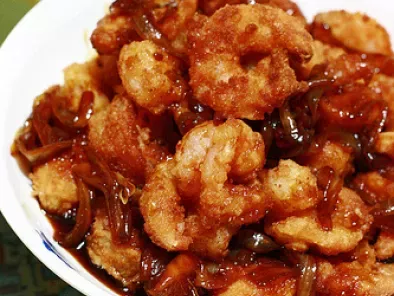 Fried Shrimps with Indonesian Sweet Soy Sauce - Udang Goreng Tepung Saus Kecap Manis