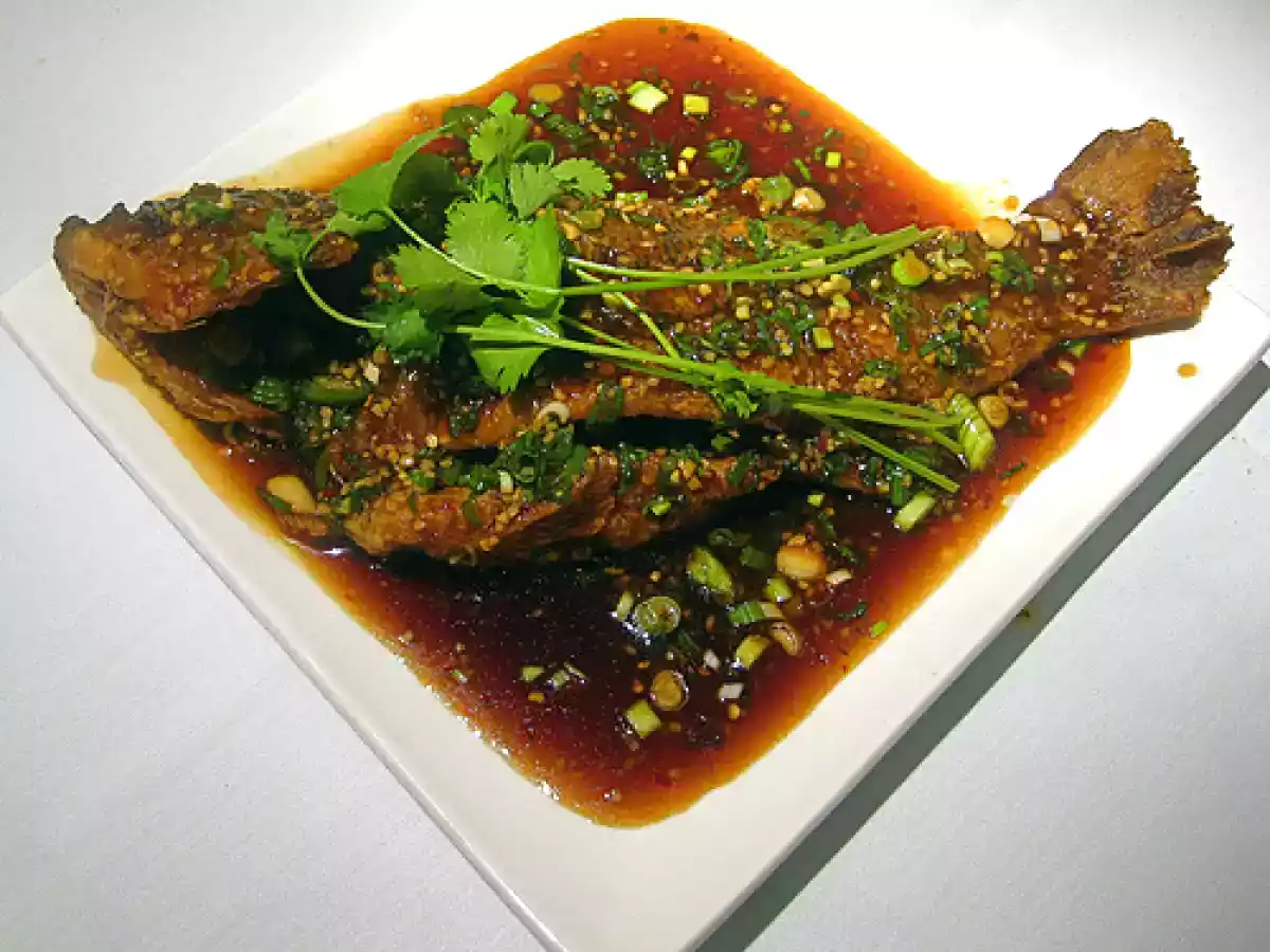 Fried Snapper in a Szechuan Garlic, Ginger Chili Sauce (Fish Roe included) - photo 2