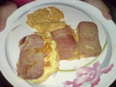 Fried Spam Coated with Egg
