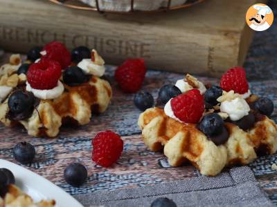 Fruit, chocolate and whipped cream waffles - photo 3