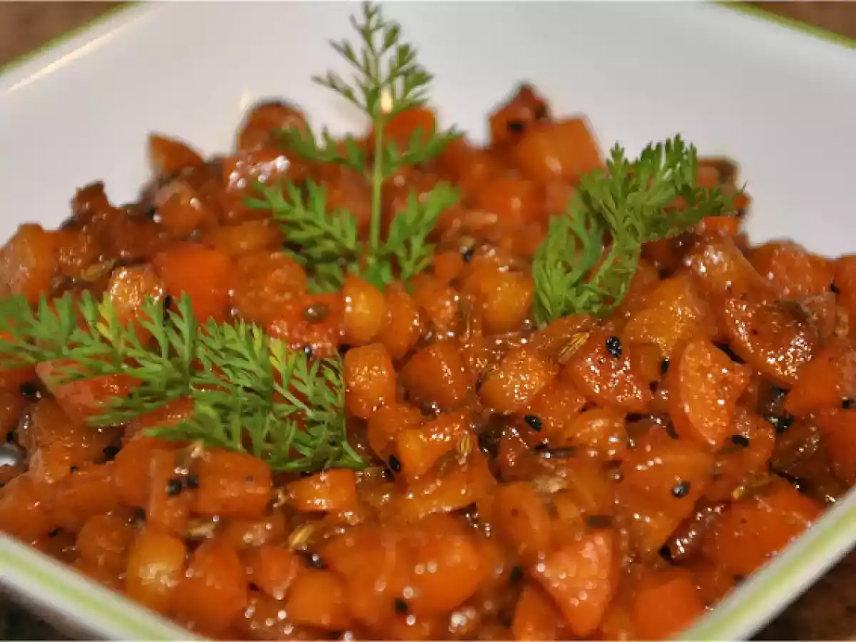 Gajar Ki Launji - (Sweet and Sour Carrot Curry)