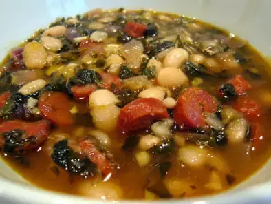 Garlic, White Bean & Chorizo Stew With Spinach & Sherry Vinegar