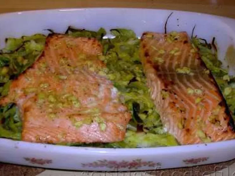 gingered lemon & honey marinated salmon on leeks+new potato chiv, photo 2