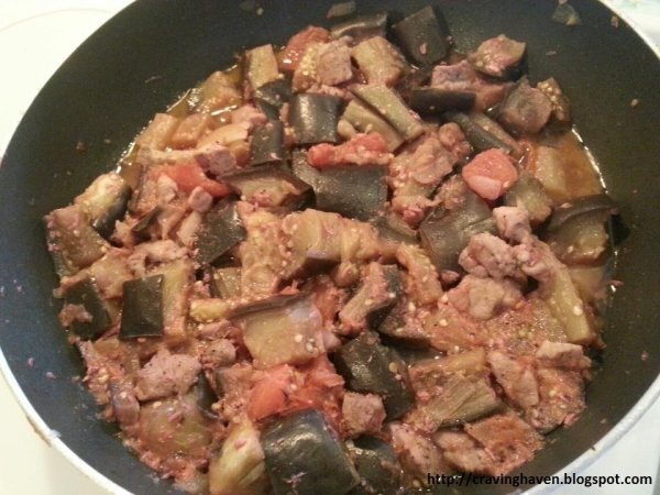 Ginisang talong sa alamang(Sauteed eggplant in shrimp paste )