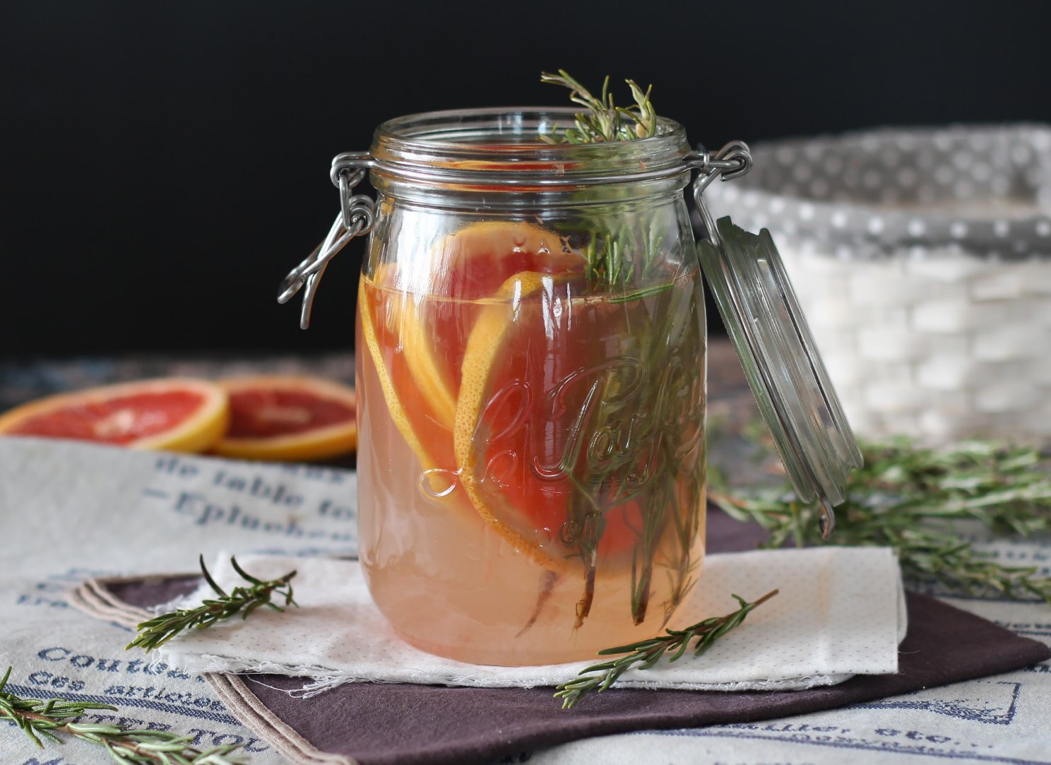 Grapefruit and rosemary flavored water the detox drink without added