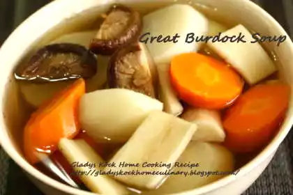Great burdock soup recipe with radish, carrot & shitake