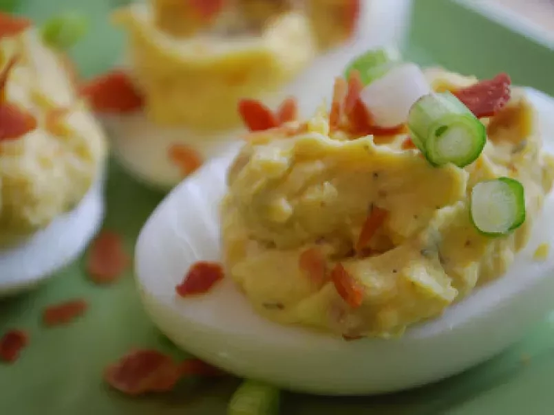 Great Eggs-pectations! Bacon and Cheddar Deviled Eggs!