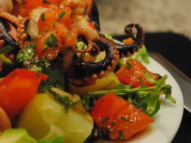 Greek potato salad with octopus