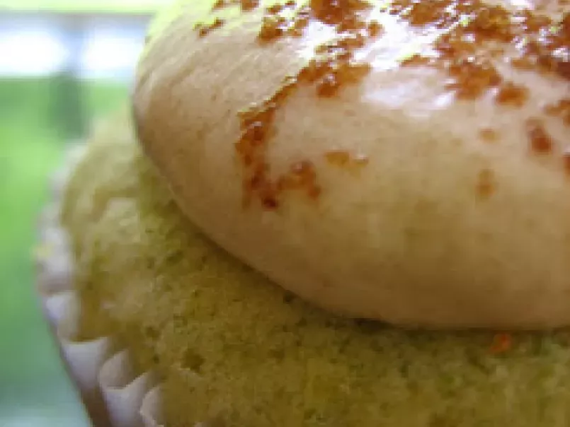 Green Mung Bean Cupcakes with Palm Sugar Buttercream Frosting