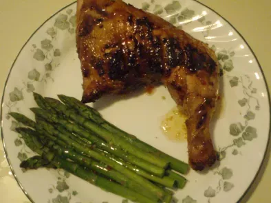Grilled Chicken Leg Quarters with Asparagus