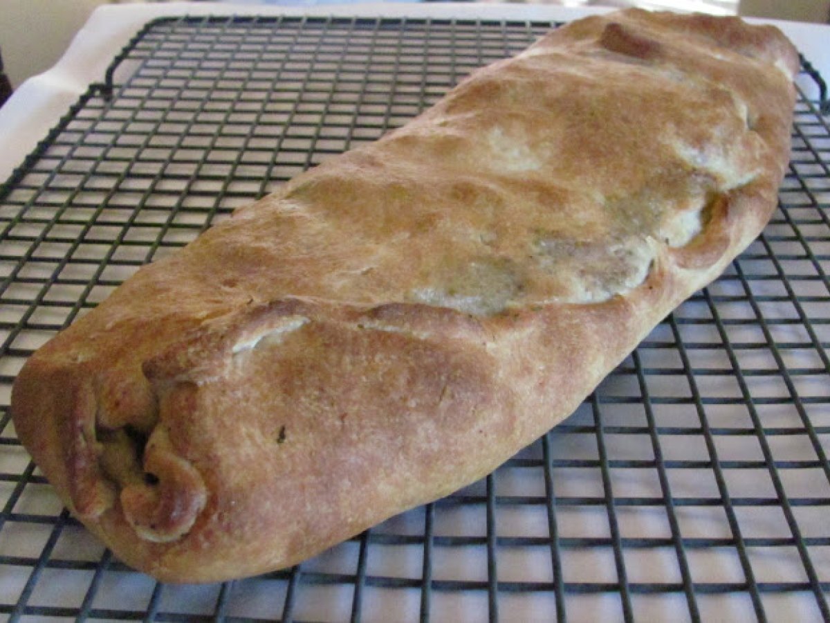 Grilled Eggplant, Onion, and Red Pepper Stuffed Bread - photo 2