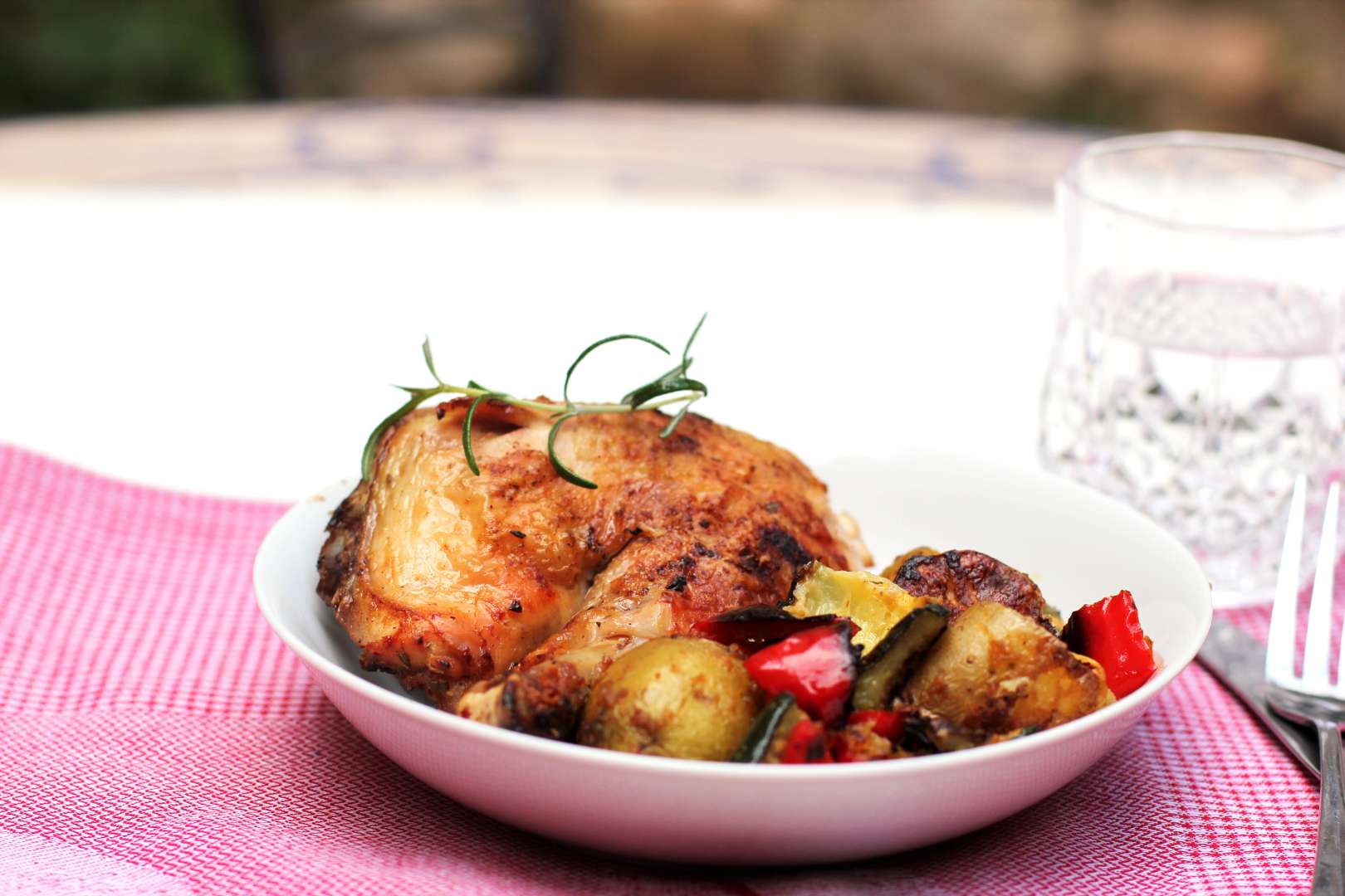 Grilled rosemary chicken with roasted zucchini and potatoes, Recipe