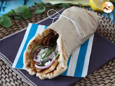 Gyros with halloumi, a vegetarian version of the Greek sandwich!