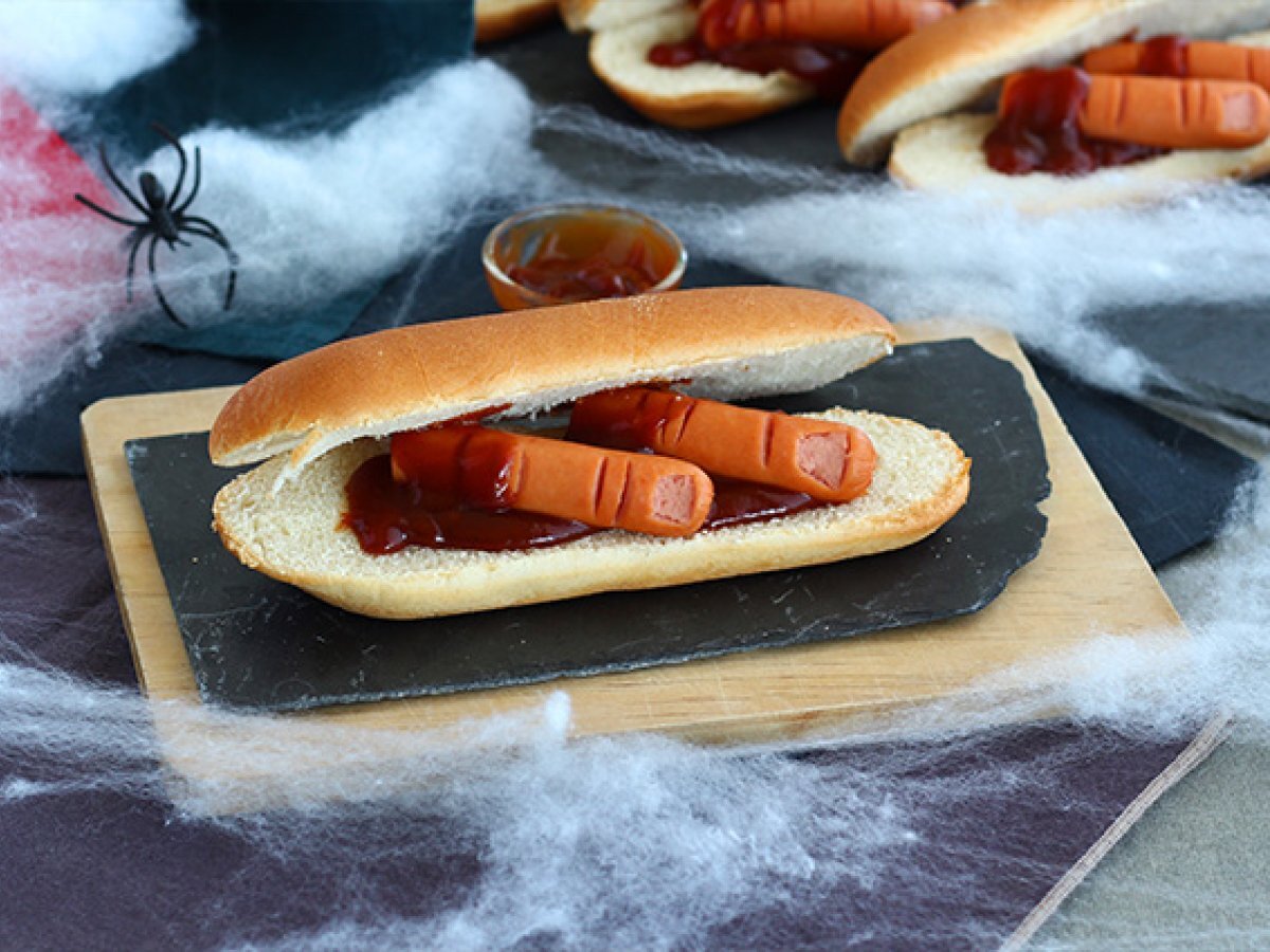 Halloween bloody hot dogs