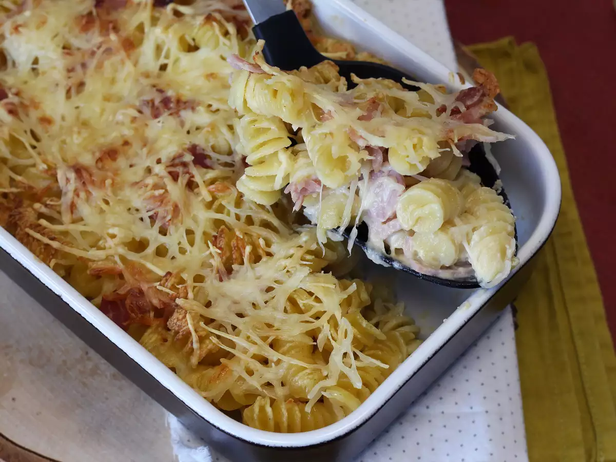 Ham and cheese pasta gratin in the air fryer - photo 2