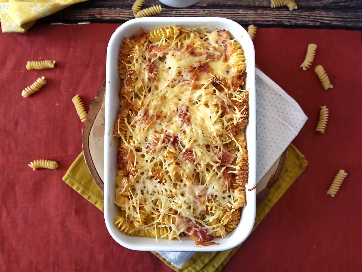 Ham and cheese pasta gratin in the air fryer - photo 3