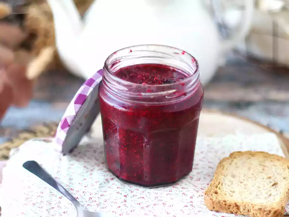 Healthy jam with berries and chia seeds