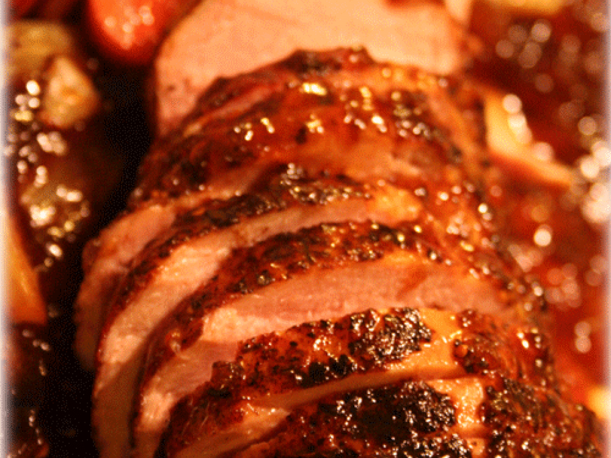 Herb Roasted Pork Tenderloin with Peach Glaze