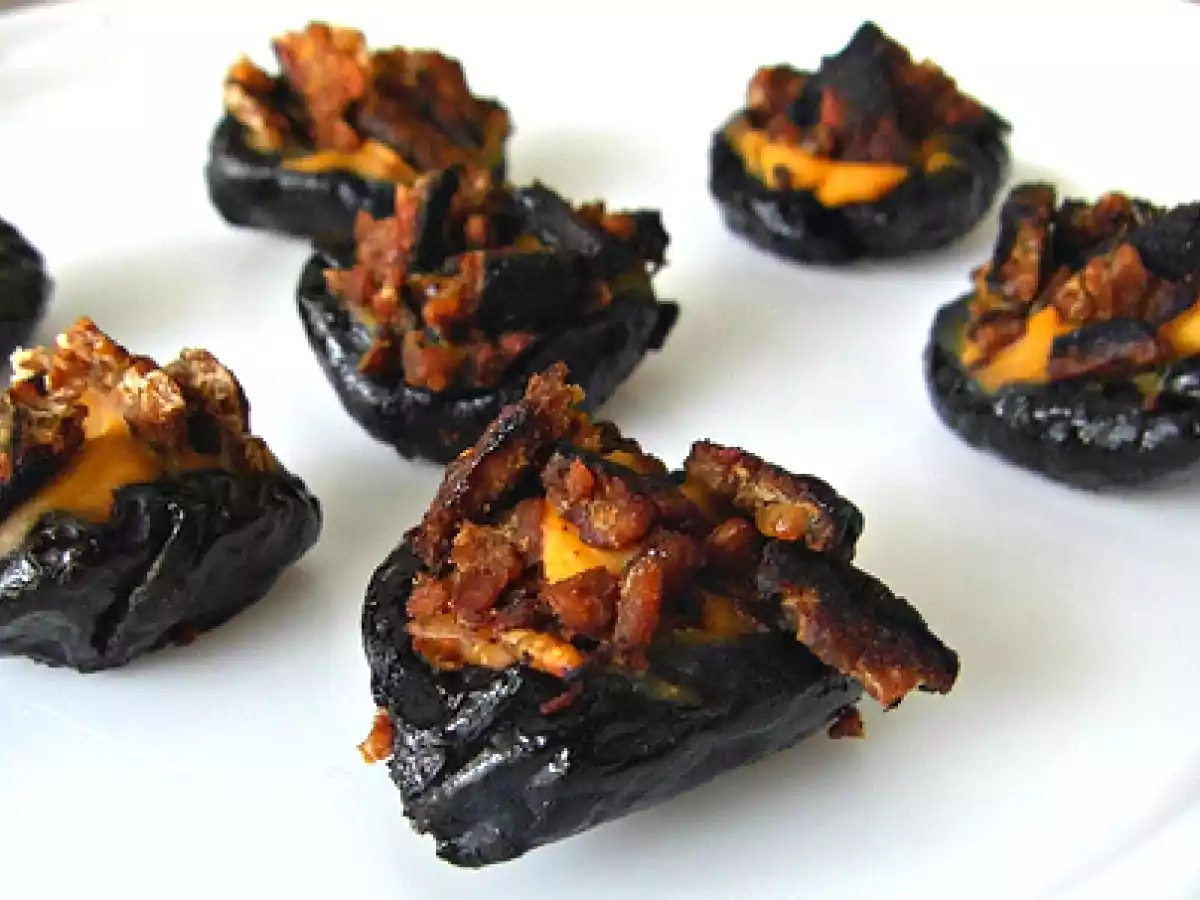 Hickory Cheese Stuffed Prunes with Crumbled Tempeh Bacon and WINNER!