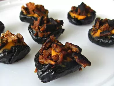 Hickory Cheese Stuffed Prunes with Crumbled Tempeh Bacon and WINNER!